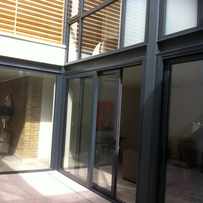 Anthracite aluminium sliding patio doors fitted in Highgate